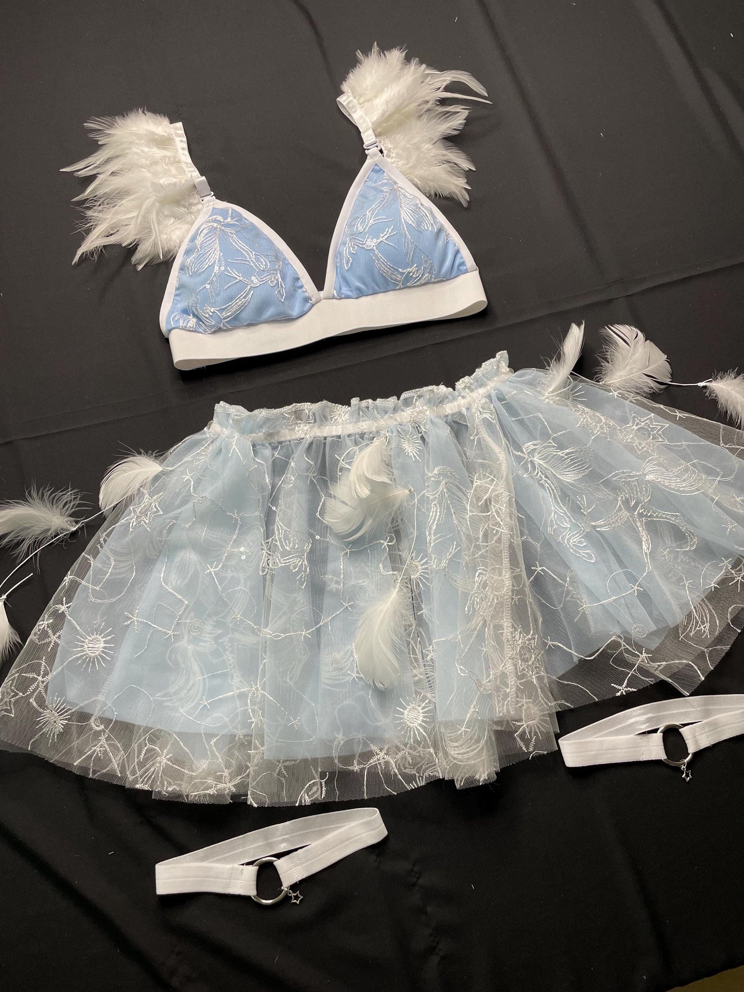 White Celestial Outfit, Star Moon Rave Festival Outfit, White Sparkly Outfit, Rave White Outfit, Rave White Set *CELESTIAL DOVE* MTO