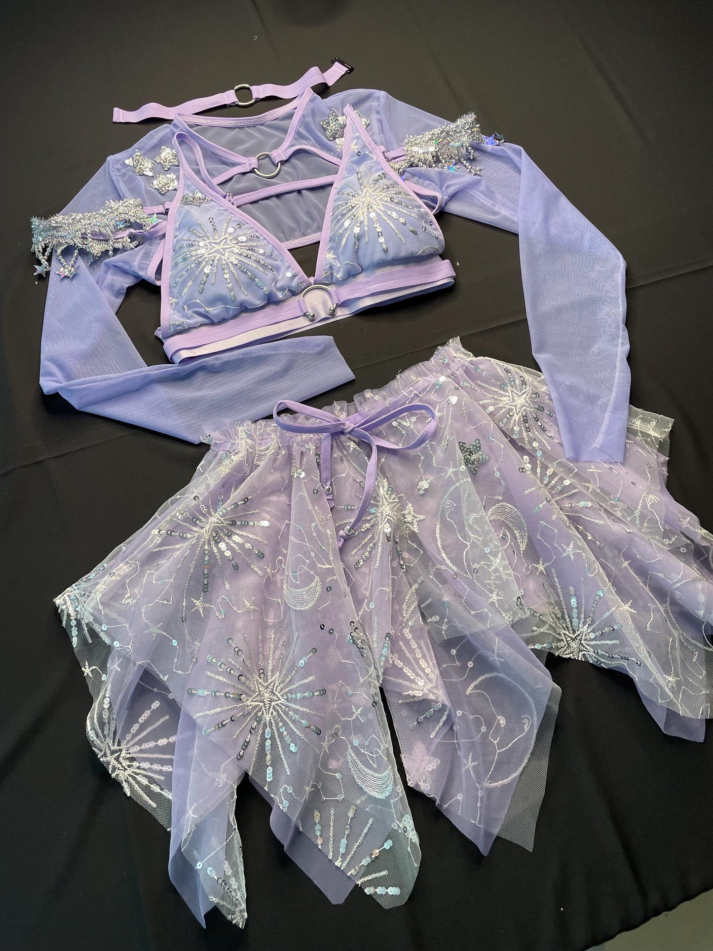 Purple Fairy Outfit, Sparkly Outfit, Woman Rave Set, Sequin Rave Outfit, Holographic Outfit, Fairy Outfit *Starry Delight* MTO