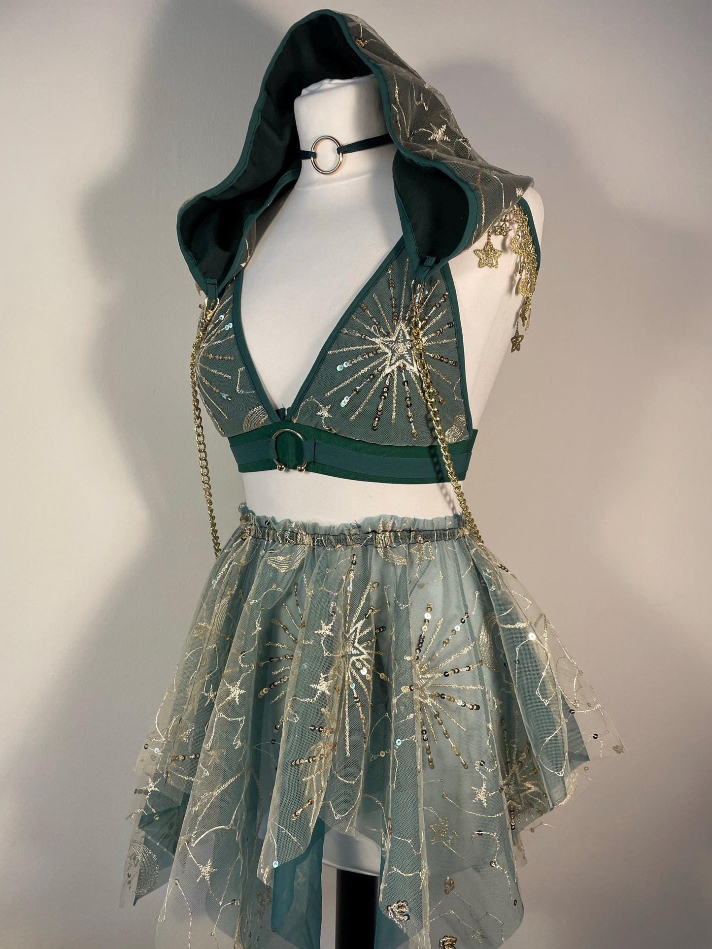 Green Fairy Rave Outfit *AMAZONIA* MTO