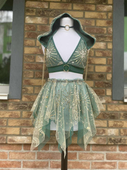 Green Fairy Rave Outfit *AMAZONIA* MTO